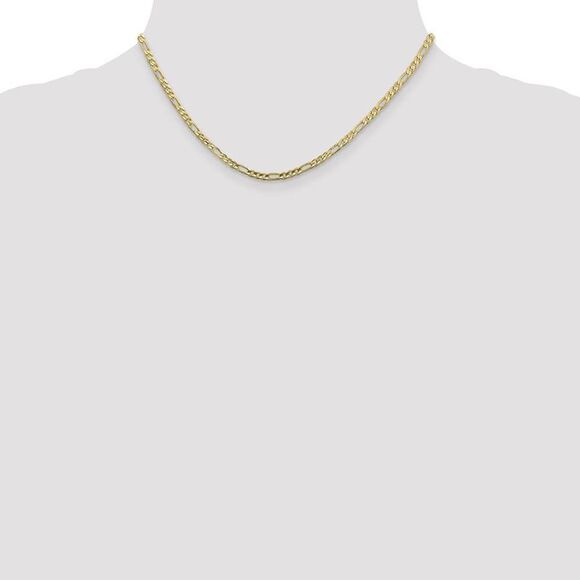 3mm, 10k Yellow Gold, Concave Figaro Chain Necklace, 16 Inch - Picture 2 of 8